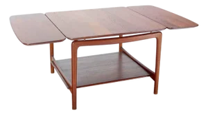 Danish Mid Century Modern Square Solid Teak Drop Leaf Coffee Side Table MINT!