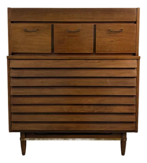Mid 20th Century Merton Gershun for American of Martinsville "Dania" High-Boy Walnut Dresser