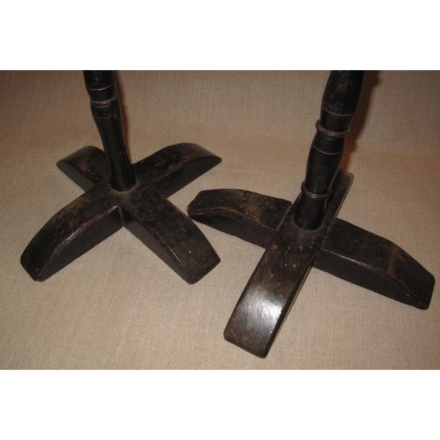 English Ebonized Turned Oak Pricket Sticks - A Pair For Sale - Image 3 of 4
