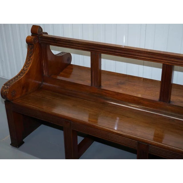 Victorian Gothic Walnut Double-Sided Museum Gallery Pew Bench For Sale - Image 5 of 18
