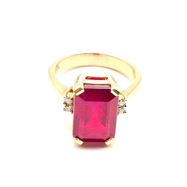 Bochic "Orient" Vintage African Ruby & Diamond Ring Set 18K Yellow Gold & SIlver For Sale - Image 9 of 18