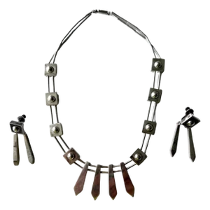 Sculptural Sterling Silver Necklace and Earrings Suite by Graziella Laffi