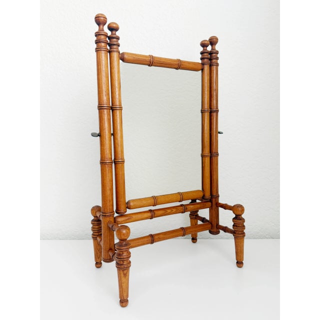 Wood Victorian Faux Bamboo Tabletop Mirror For Sale - Image 7 of 11