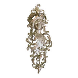 Antique Bronze French Lady Sculptural Wall Match Holder