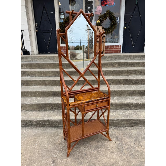 1980s Maitland Smith Burnt Bamboo English Style Hall Tree For Sale - Image 5 of 12