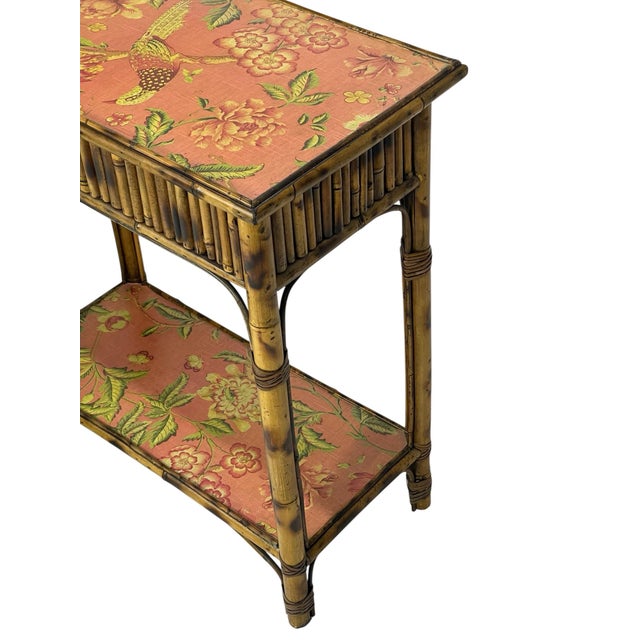 Mid 20th Century Hollywood Regency Faux Bamboo Console / Vanity With Matching Mirror, 2 Pieces For Sale - Image 11 of 12