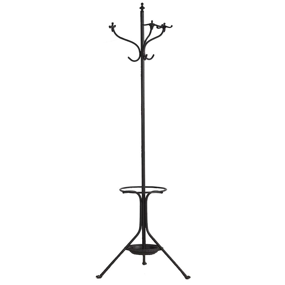 Vintage Wrought Iron Coat Rack with Umbrella Stand, 1920 | Chairish