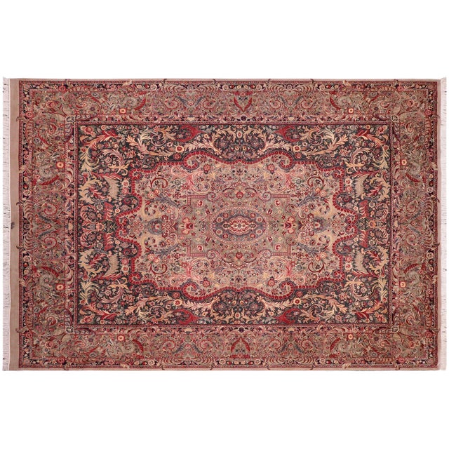 Green Art Nouveau Medallion 1990's Pak-Persian Green/Green Wool Rug - 9'0'' X 12'7'' For Sale - Image 8 of 9