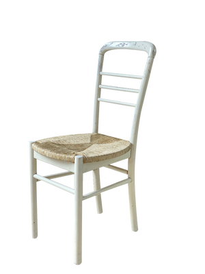Mid-Century Chairs in Straw and Wood with Patina, Italy 1950s, Set of 4