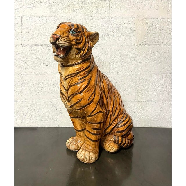 Vintage Resin Tiger Sculpture For Sale - Image 4 of 8