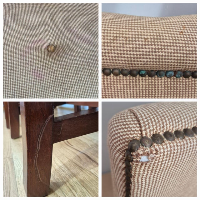1990s Ralph Lauren for Henredon Large High Back Tufted Houndstooth Dining Chairs W/ Nail Head Trim, Set of 6 For Sale - Image 11 of 12