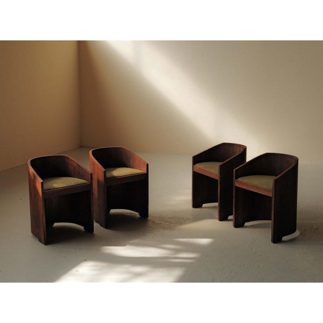 Wood Art Deco Armchairs in Veneer, 1930, Set of 4 For Sale - Image 7 of 18
