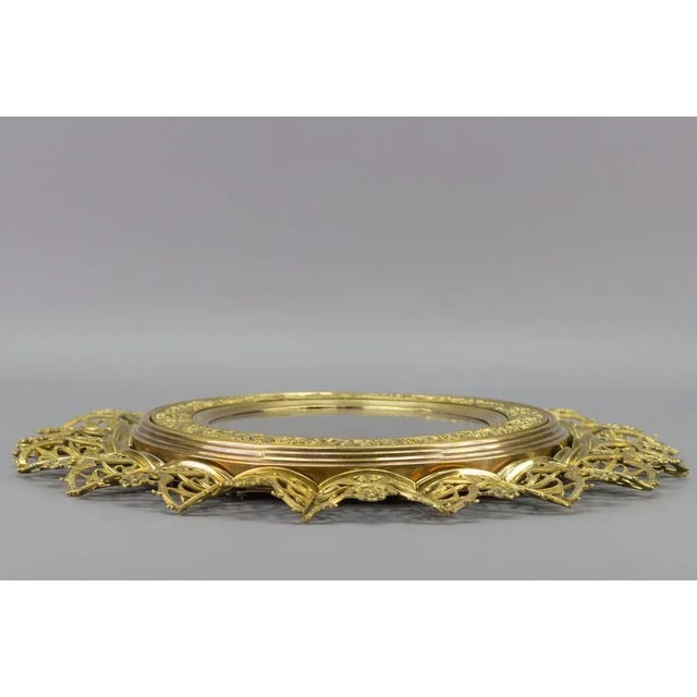 Antique Round Bronze and Brass Mirror in Sunburst Shape For Sale - Image 15 of 18