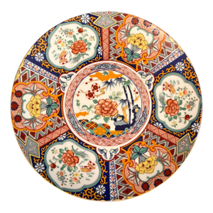 Colorful Imari Style Porcelain Plate With Floral Motif