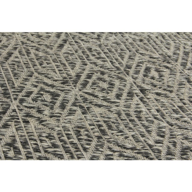 Transitional Sanz Flatweave Wool Black Rug - 10'x14' For Sale - Image 3 of 7