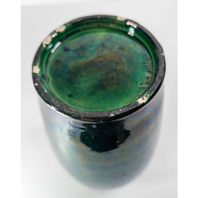 Early 20th Century Japanese Dark Green Awaji Glazed Vase For Sale - Image 11 of 12