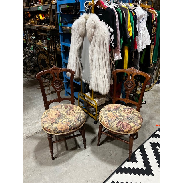 Antique Pair of Wooden Carved Accent Chairs With Central Medallion Detail For Sale In Atlanta - Image 6 of 12