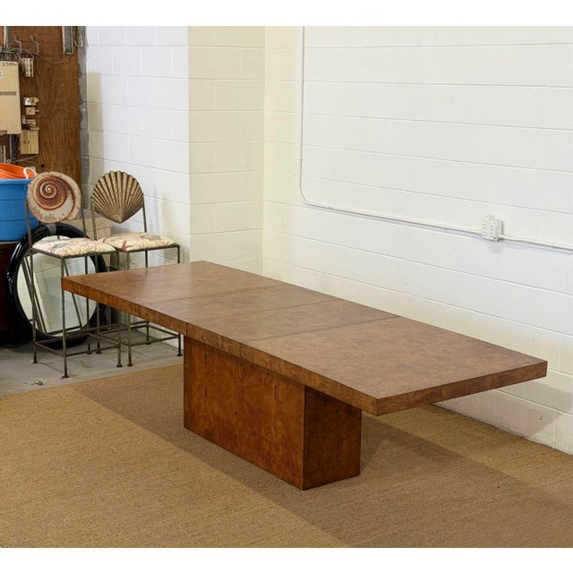 1970s Monumental Milo Baughman Wood Extension Rectangular Pedestal Dining Table For Sale - Image 11 of 11
