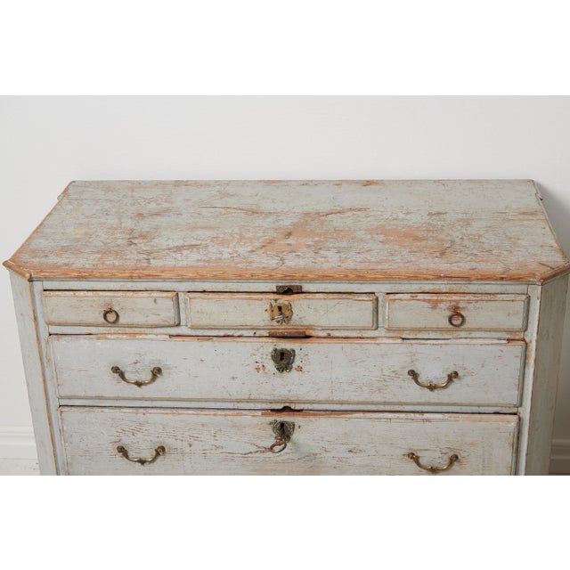 Gray Antique Northern Swedish Classic Gustavian Chest of Drawers For Sale - Image 8 of 14