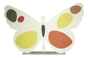 Painted White Metal Sculpture of Butterfly by Bruno Chersicla, 1980