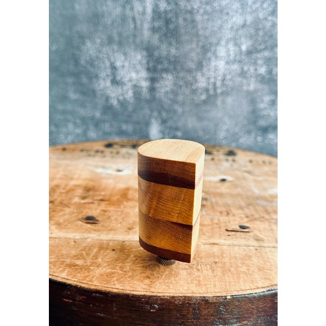 2020s Layered Wood Lamp Finial on Bronze Hardware For Sale - Image 5 of 5