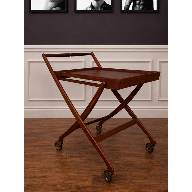 Mid-Century Modern Vintage Mid-Century Teak Folding Tea Bar Cart – Danish Scandinavian Modern For Sale - Image 3 of 17