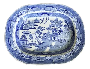 Antique English Blue and White Transferware Platter