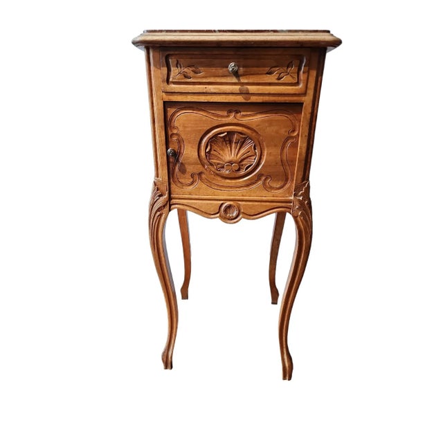 1930s 1930s French Walnut Marble Top Pot Cupboard For Sale - Image 5 of 5
