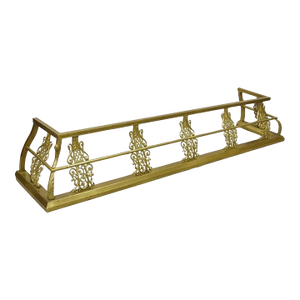 Antique Victorian Brass Scroll Accented 58" Fireplace Hearth Fender Surround