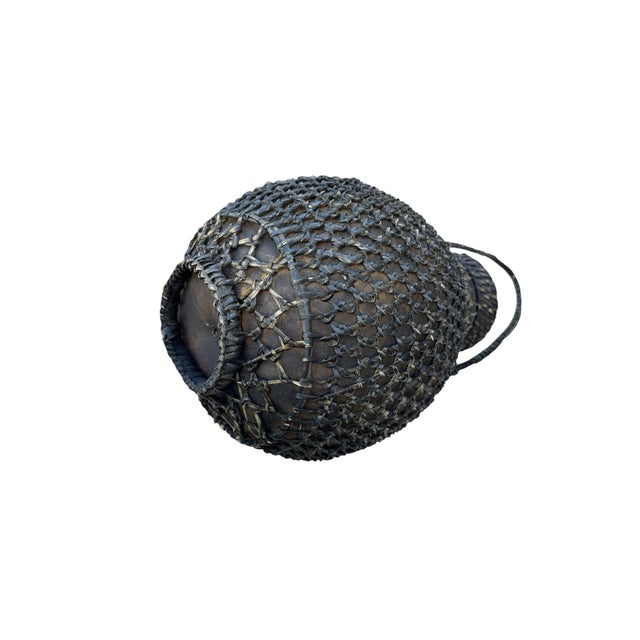 Vintage Woven Basket Covered Gourd With Lid For Sale - Image 4 of 6