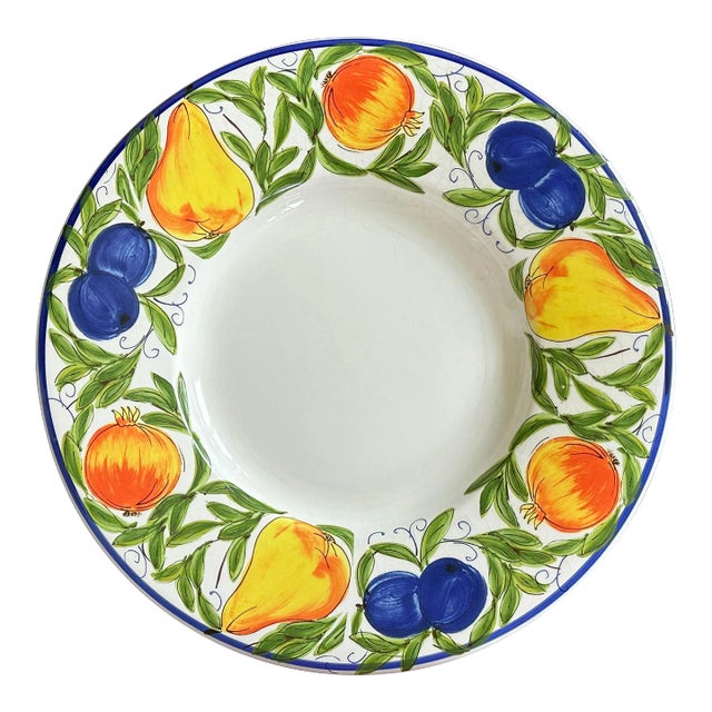 Large Decorative Italian Ceramic Table Centerpiece Fruit Bowl For Sale