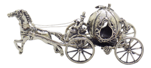 Vintage Italian Handmade Silver Cinderella Pumpkin Carriage with Horse Figurine, 1980s