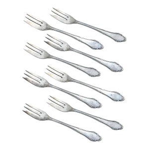 Antique German Silverplate Cake Forks- Set of 8