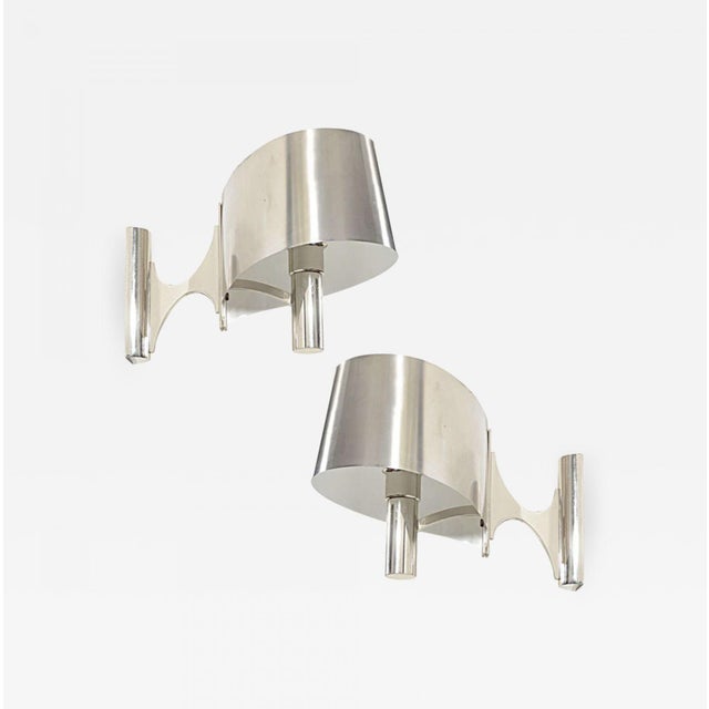 Pair of 1970s Maison Charles Polished Chrome Finish Sconces For Sale In Chicago - Image 6 of 6