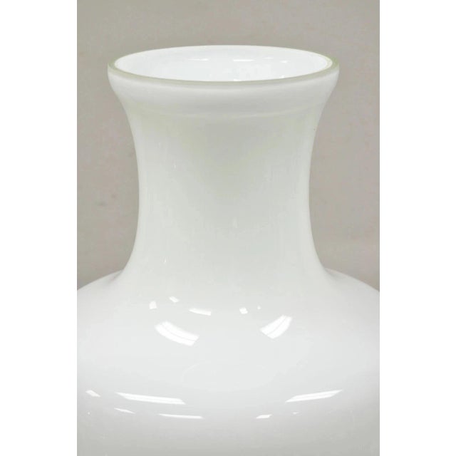 Modern Late 20th Century Modern Large White Cased Blown Glass 30" Urn Form Floor Flower Vase Vessel For Sale - Image 3 of 8