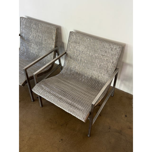 1980s Sculptural Woven Steel Mesh Lounge Chairs For Sale - Image 4 of 7