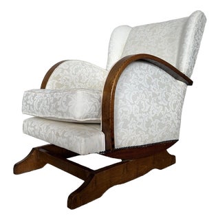 Vintage Art Deco Oak Rounded Rocking Chair, 1930s For Sale