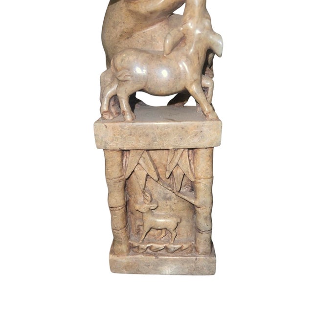 Chinese Early 20th Century Pair of Chinese Hand Carved Soapstone Water Buffalo Bookends For Sale - Image 3 of 5