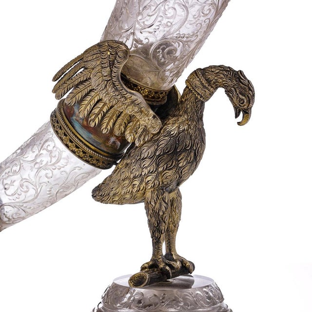 Metal 19th Century Austrian Silver Gilt, Enamel & Rock Crystal Drinking Horn, 1880s For Sale - Image 7 of 16