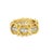 A striking 18k gold band ring from the 1970s. This piece features a textured design with crisscrossing gold bands. The...
