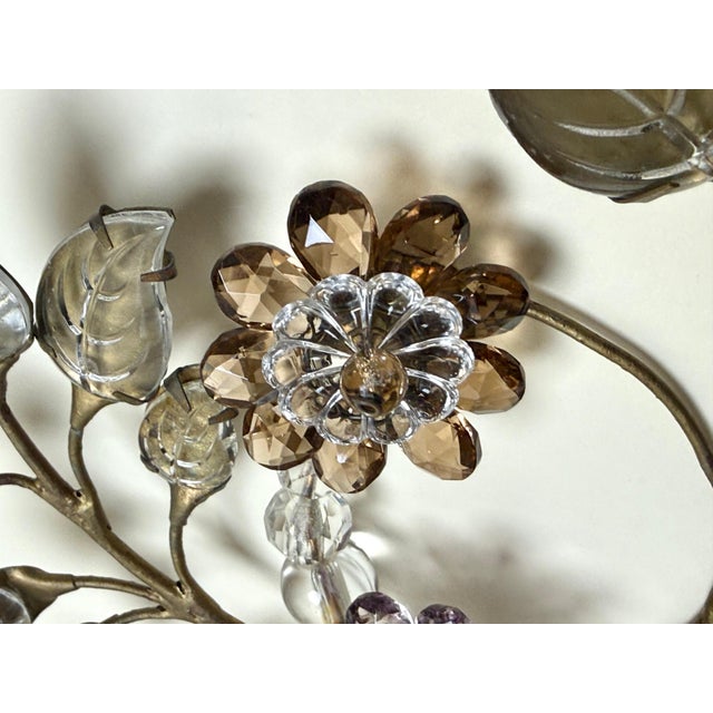 Italian Wall Sconces with Amethyst and Smoky Glass Blossoms, 1950s, Set of 2 For Sale - Image 17 of 18