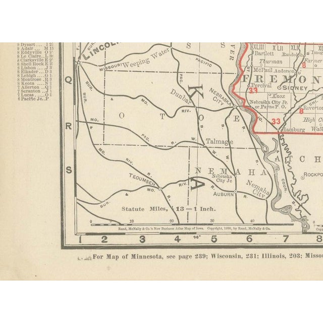 Black Antique Map of Iowa The Hawkeye State by Ran McNally, 1899 For Sale - Image 8 of 12