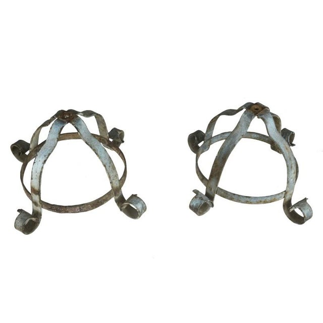 Antique Iron Vase Holders, Set of 2 For Sale - Image 5 of 6