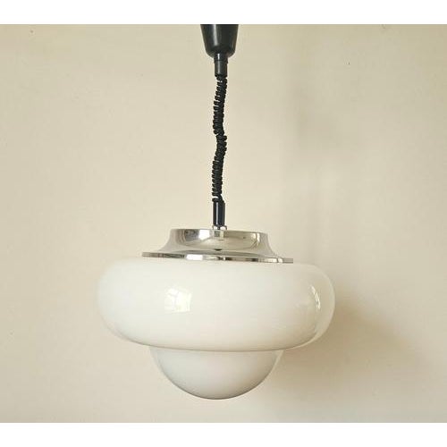 White Large Mid-Century Space Age Meblo Pendant from Guzzini, Italy, 1970s For Sale - Image 8 of 12