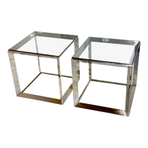 Pair Stainless Steel Russian Doll Tables for Dennis Miller by Rockwell Group