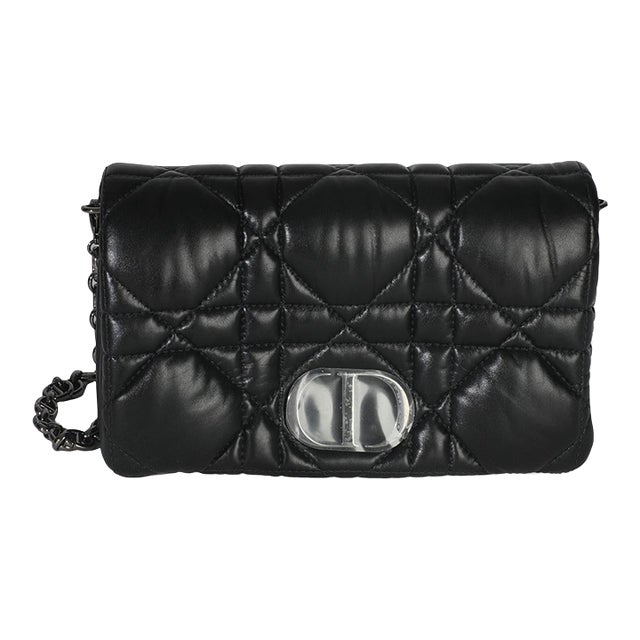 Black Puffy Calfskin Macrocannage Mini Caro Bag For Sale