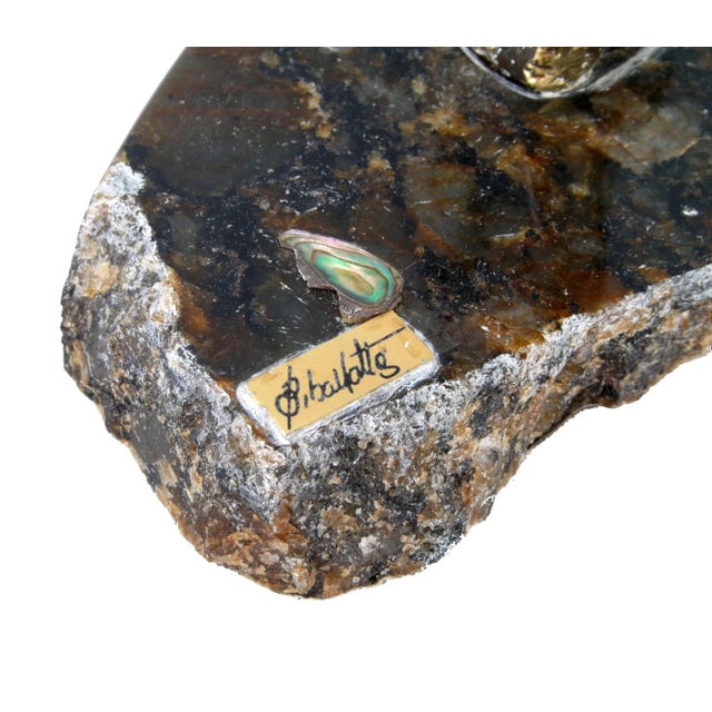 1980s 1980s Brass Sculpture on Marble Base, Signed For Sale - Image 5 of 9