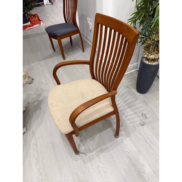 Teak Dining Room Set With 8 Solid Teak Chairs, Buffet and Hutch, 2 Leaves For Sale In Orlando - Image 6 of 12