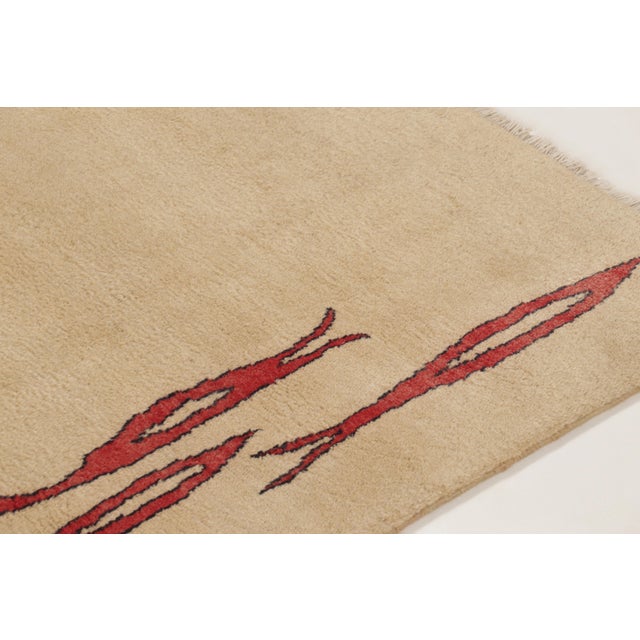 Vintage Modernist Art Deco Runner With Pairs of Red Stylized Fishes - Rug & Kilim For Sale In New York - Image 6 of 10