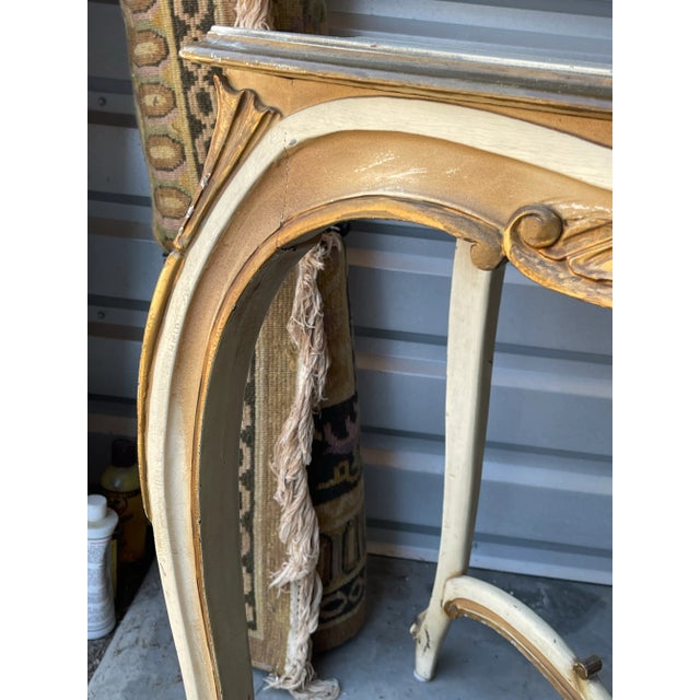 1940s Vintage French Foyer Console Table With Patinated Painted Finish For Sale - Image 10 of 12